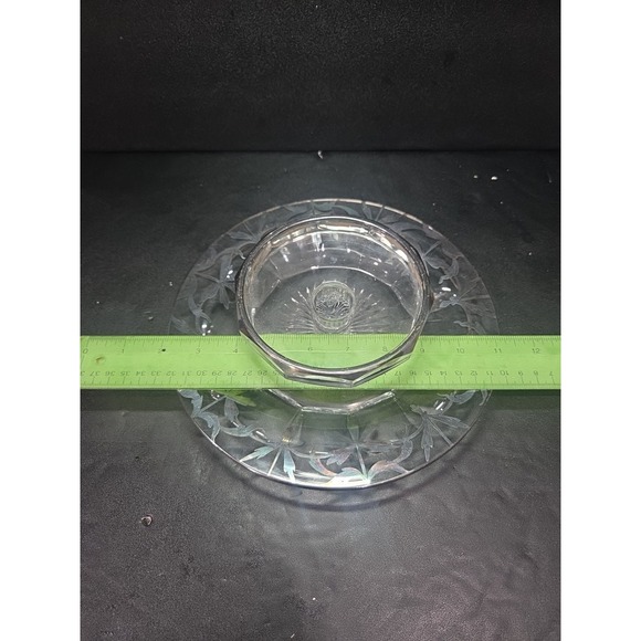 Heisey Silver Inlay Cheese Dish, One Piece Clear Glass, Cracker Serving Dish - Picture 7 of 10